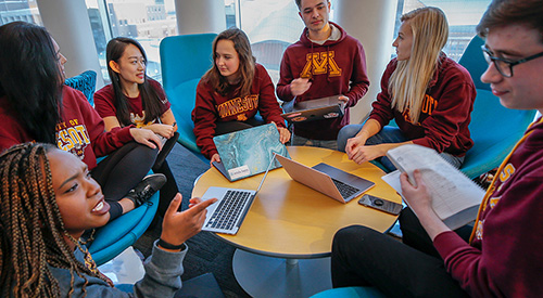 Group of U of M students working together