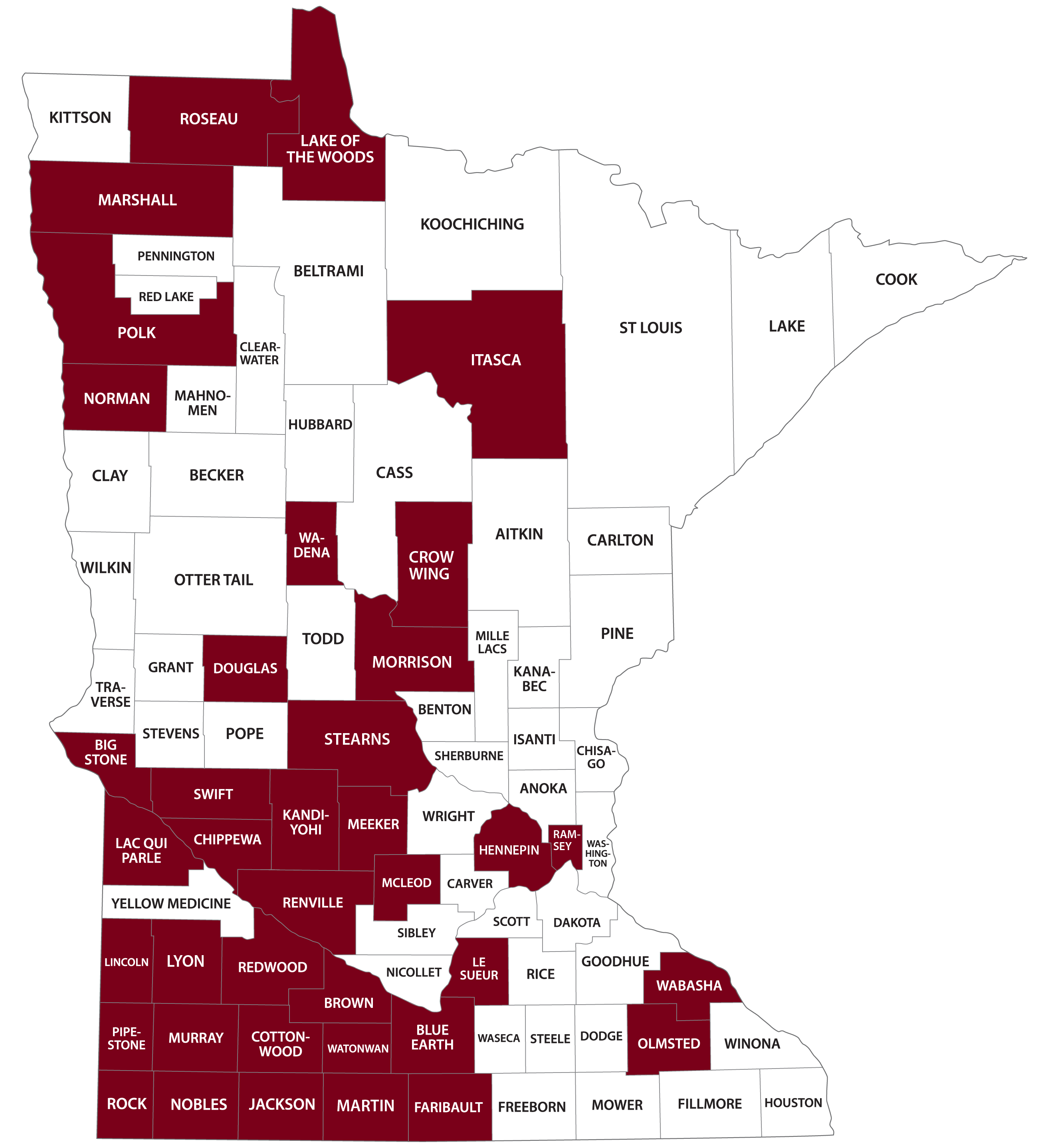 MN map with counties
