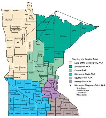 Map of Minnesota Planning and Service Areas